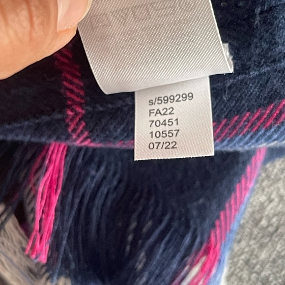 Loft Womens Plaid Frayed Hem Knit Wrap Open Cardigan Sweater XS-S Blue Pink - Picture 8 of 9